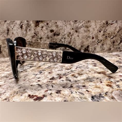 Christian Dior Mystere Sunglasses Crystal Black Frames RARE 